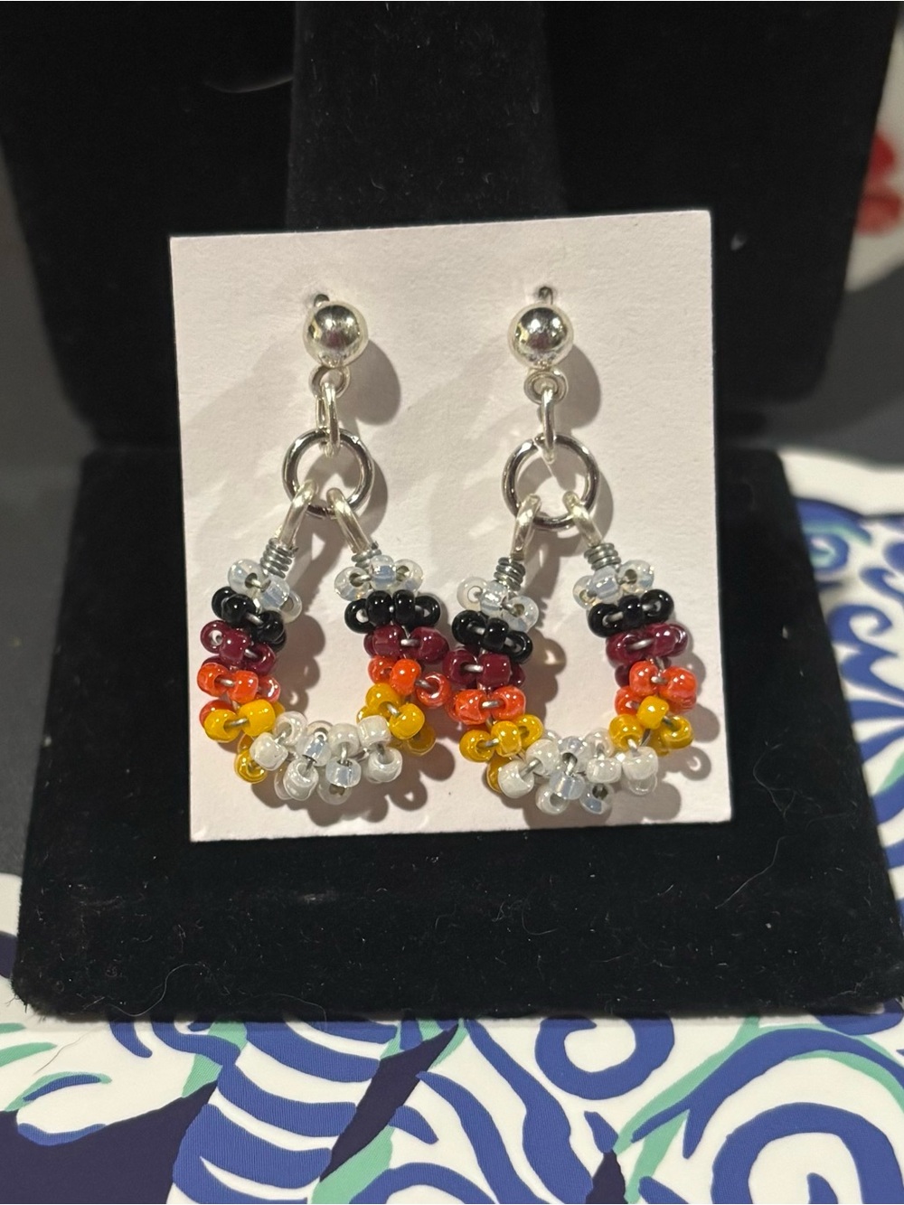 Navajo Handmade Multicolor Seed Bead Hoop Earrings - Women's Jewelry
